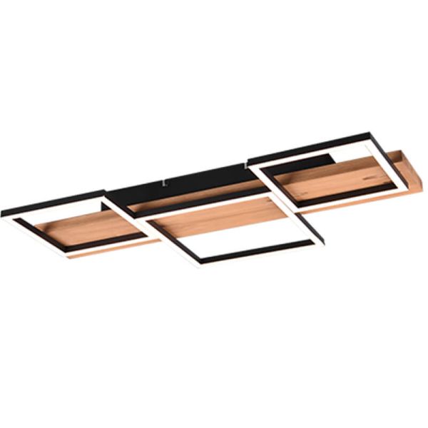 Plafón de techo LED madera y metal varios tamaños Harper negro mate 30W 3000K 622910332