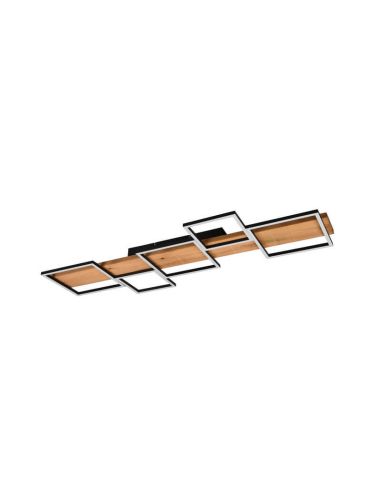 Plafón LED de madera y metal Harper negro mate 42W 3000K 5.700Lm  622910532