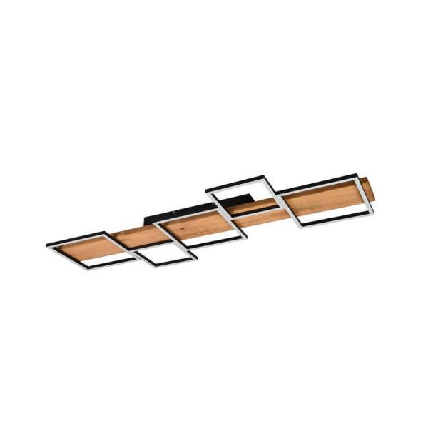Plafón LED de madera y metal Harper negro mate 42W 3000K 5.700Lm  622910532