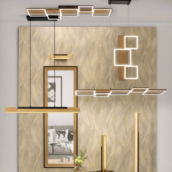 Colección Plafón LED de madera y metal Harper negro mate 42W 3000K 5.700Lm  622910532