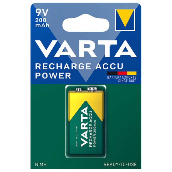 Pila Varta Recargable ACCU Power 9V - 6LR61 200mA 38659 | LeonLeds