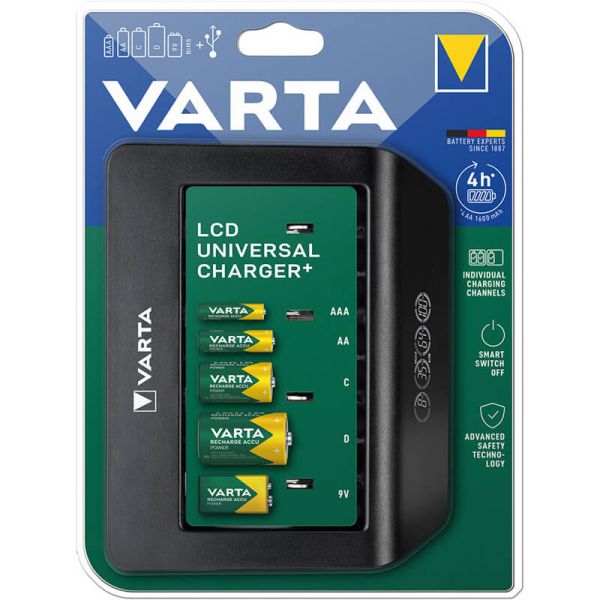 Chargeur multiple LCD Varta 1600 mAh pour piles AA et AAA avec écran LCD 38641