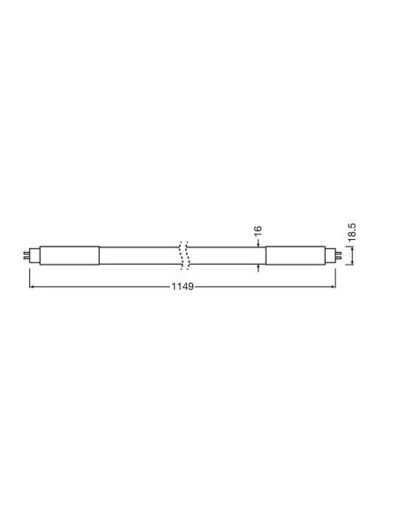 Medidas Tubo T5 LED 1149mm de 16W - Reemplazo 28W LEDTUBE T5 High Efficiency AC Mains o Directo a Red E