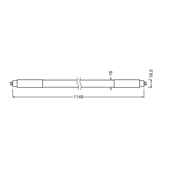 Medidas Tubo T5 LED 1149mm de 16W - Reemplazo 28W LEDTUBE T5 High Efficiency AC Mains o Directo a Red E