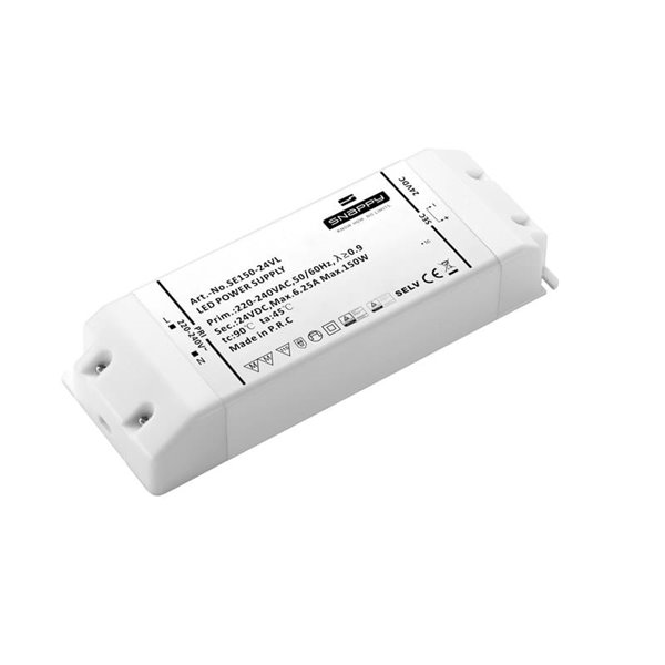 Driver de Tensão Constante IP20 24VDC -150W- Branco, TIRAS LED TIRAS