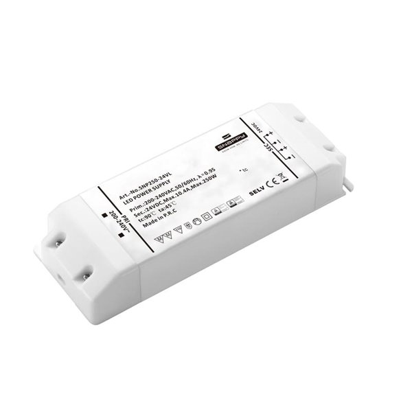 Driver de Tensão Constante IP20 24VDC -250W- Branco, TIRAS LED TIRAS