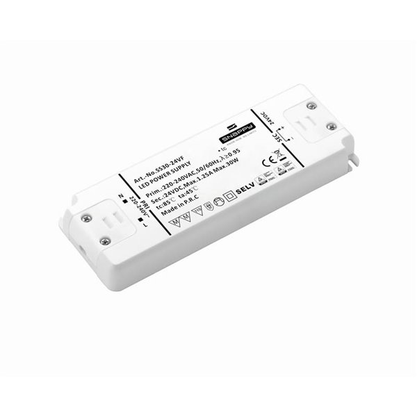 Driver Fino Tensión Constante IP20 24VDC -30W- Blanco, TIRAS LED STRIPS