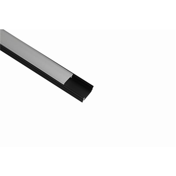 Perfil de alumínio preto para fita de LED 2000*17,1*8,5 mm -FITAS DE LED-