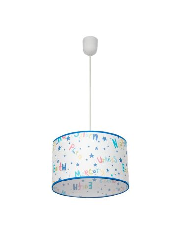 Lámpara de Techo Infantil serie Universo Redonda 35Cm grande fondo blanco bordes azules | LeonLeds