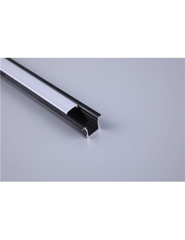 Profilé aluminium encastré noir 2000*17,3*15,3mm -BANDES LED-