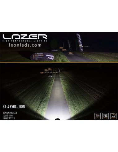 Barra de LED Lazer Lamps ST4 Evolution Homologada para Vehículos 4X4 y Camiones 43Watios de potencia Negra | LeonLeds
