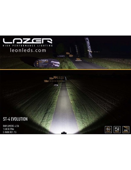 Lâmpadas Lazer ST4 Evolution LED Bar Aprovado para Veículos 4X4 e Caminhões 43Watts de potência Preto | leonleds