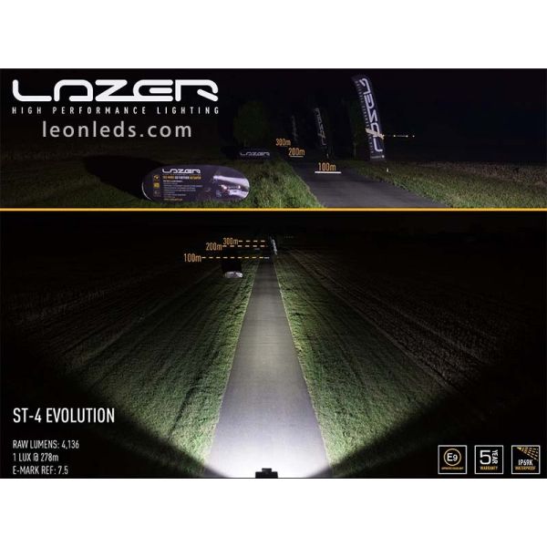 Barre lumineuse LED Lazer Lamps ST4 Evolution, homologuée pour véhicules 4x4 et camions, 43 watts, noire | LeonLeds