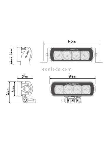 Barra de LED Lazer Lamps ST4 Evolution Homologada para Vehículos 4X4 y Camiones 43Watios de potencia Negra | LeonLeds