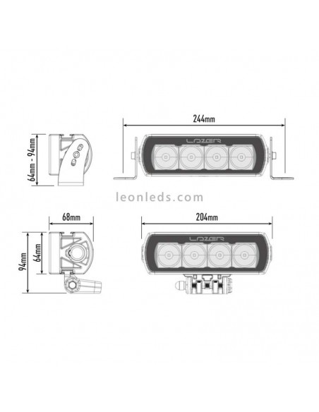 Barra de LED Lazer Lamps ST4 Evolution Homologada para Vehículos 4X4 y Camiones 43Watios de potencia Negra | LeonLeds