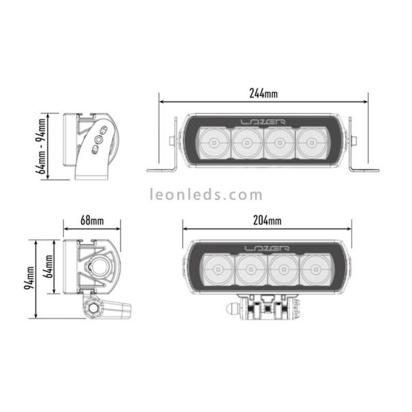Barra de LED Lazer Lamps ST4 Evolution Homologada para Vehículos 4X4 y Camiones 43Watios de potencia Negra | LeonLeds