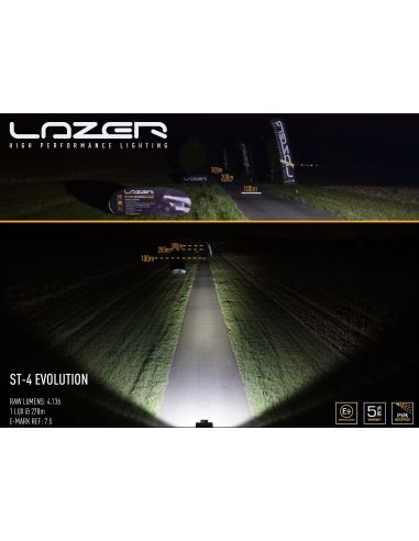 Barra de LED Lazer Lamps ST4 Evolution Homologada para Vehículos 4X4 y Camiones 43Watios de potencia Negra | LeonLeds