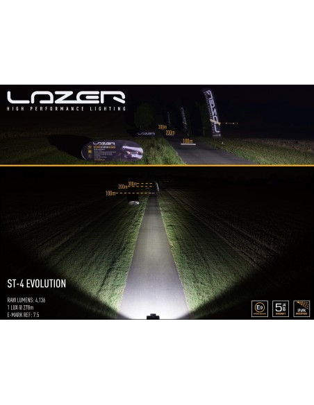 Barra de LED Lazer Lamps ST4 Evolution Homologada para Vehículos 4X4 y Camiones 43Watios de potencia Negra | LeonLeds
