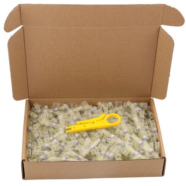Pack de connecteurs thermorétractables jaunes | Pour câble 4-6 mm2 | 100 unités