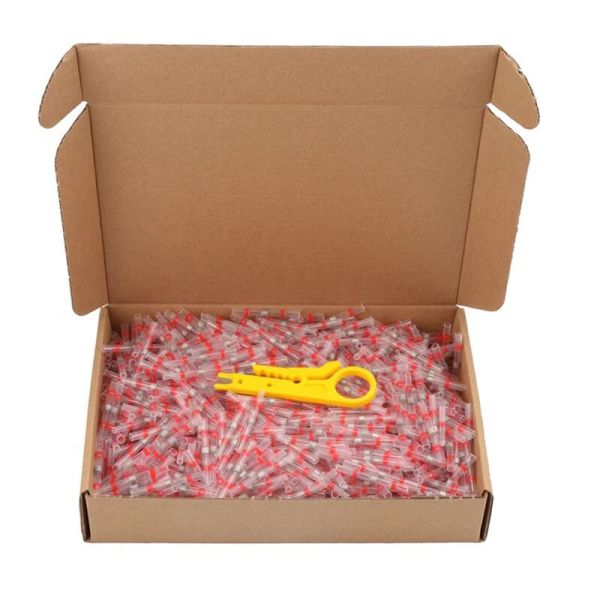 Pack Conector Termorretráctil Rojo | Para cable de 0,5-1,5mm2 | 100 Unidades LA7013