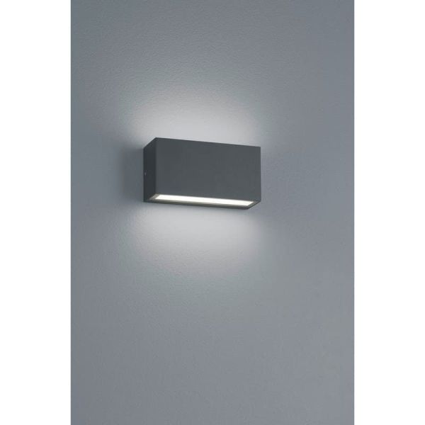 Aplique de pared LED rectangular TRENT negro encendido