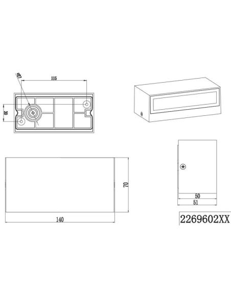 Aplique de pared LED rectangular TRENT blanco medidas