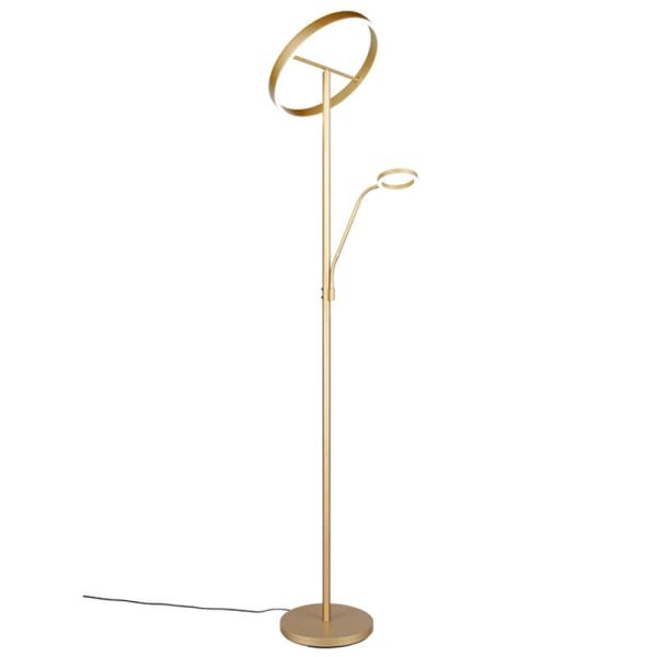 Vista frontal de la lámpara de pie LED WILLIS en color oro.