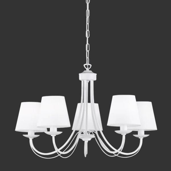 Candeeiro de teto branco clássico 5 luzes Cortez Trio Lighting 110600531