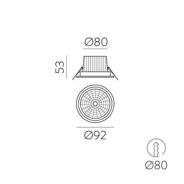 Downlight Encastrable LED COB 8W pour Salle de Bain SAFE Blanc Texturé, 3000K 730lm IP65