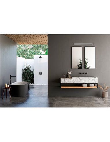 Applique salle de bain LED SARA, 60cm de long Opale/Chrome, 19W 1780lm, IP44, Kelvin 3000K-4000K avec interrupteur coulissant