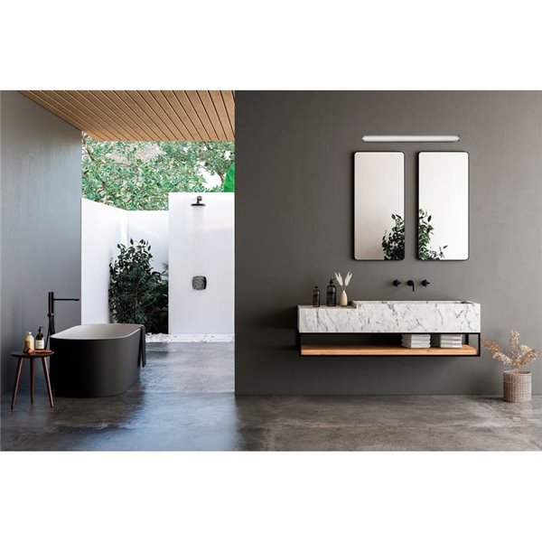 Aplique LED de baño SARA de 60cm de largo Opal/Cromo, 19W 1780lm, IP44, Kelvin 3000K-4000K con Interruptor deslizante