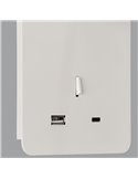 Aplique LED lector SENDA 3W 3000K 285lm blanco texturado, orientable, con interruptor, con USB y USBC