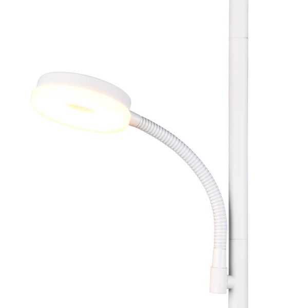 Braço flexível para iluminação focada na luminária de chão SPECTRE branca.