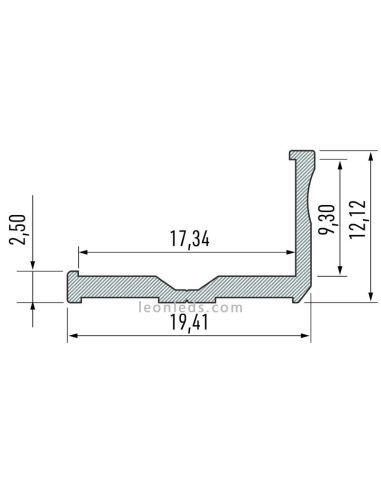 Perfil Aluminio de superficie en esquina -Tipo E- 2M | LeonLeds