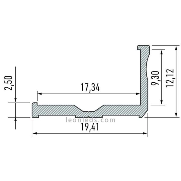 Perfil Aluminio de superficie en esquina -Tipo E- 2M | LeonLeds