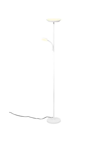 Vista frontal de la lámpara de pie LED SPECTER en blanco, ideal para hogares modernos.