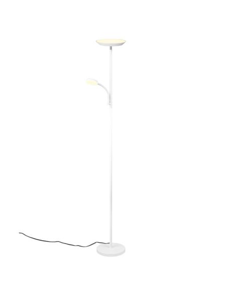 Vista frontal de la lámpara de pie LED SPECTER en blanco, ideal para hogares modernos.