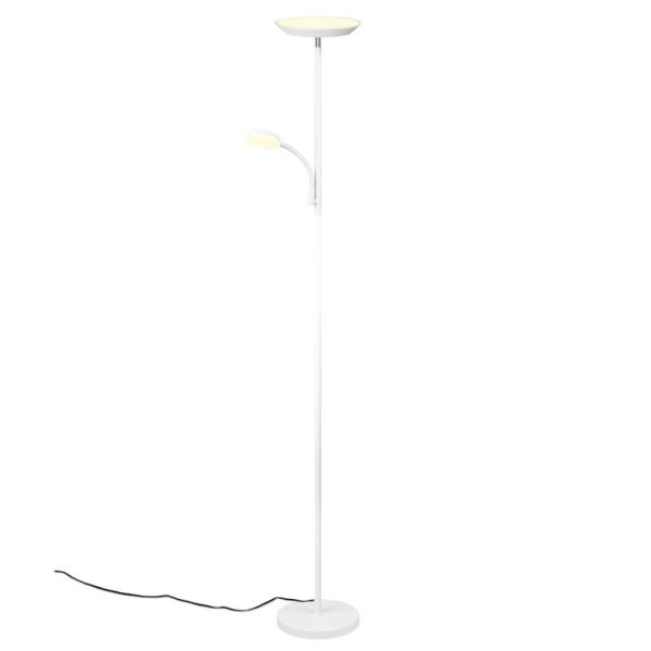 Vista frontal de la lámpara de pie LED SPECTER en blanco, ideal para hogares modernos.