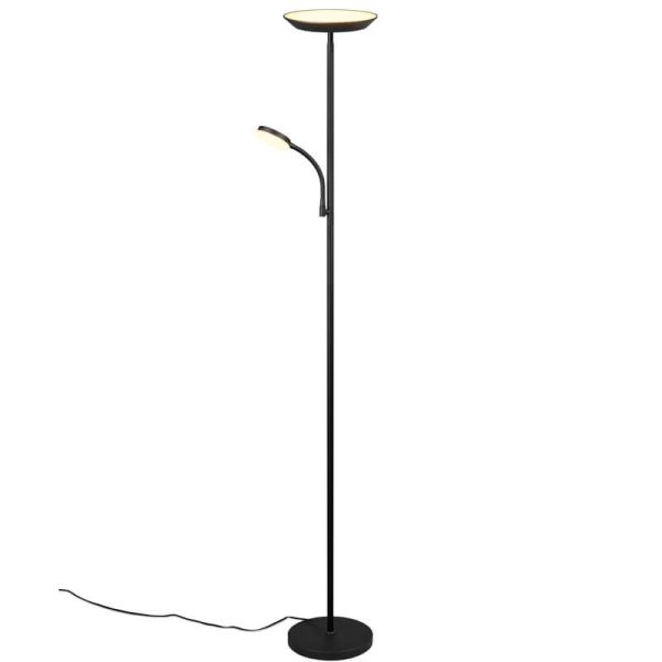 Candeeiro de pé SPECTRE LED com acabamento preto mate, design minimalista e funcional.