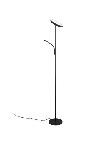 Vista frontal do candeeiro de pé LED SPECTRE em preto mate, perfeito para qualquer divisão.