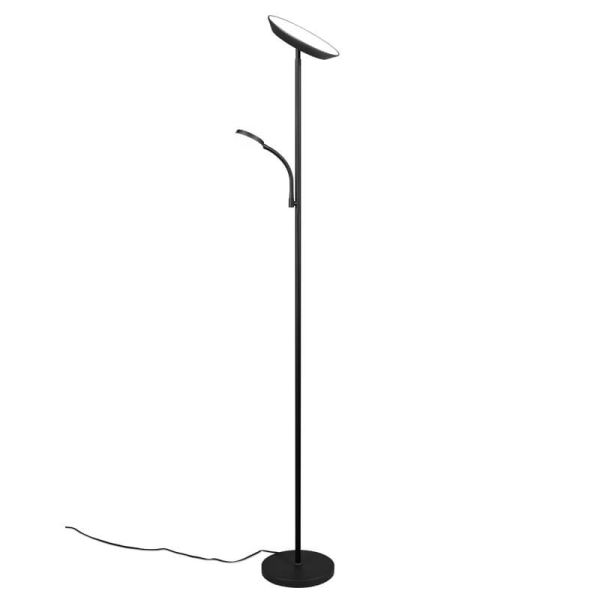 Vista frontal de la lámpara de pie LED SPECTER en negro mate, perfecta para cualquier estancia.