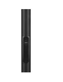 Detalla interruptor de Lámpara de pie LED SPECTER en negro, con diseño minimalista y regulador de luz
