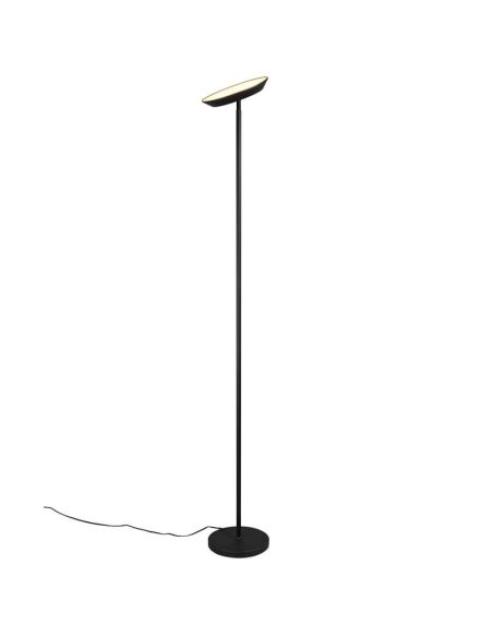 Lámpara de pie LED SPECTER en negro, con diseño minimalista y regulador de luz negra.