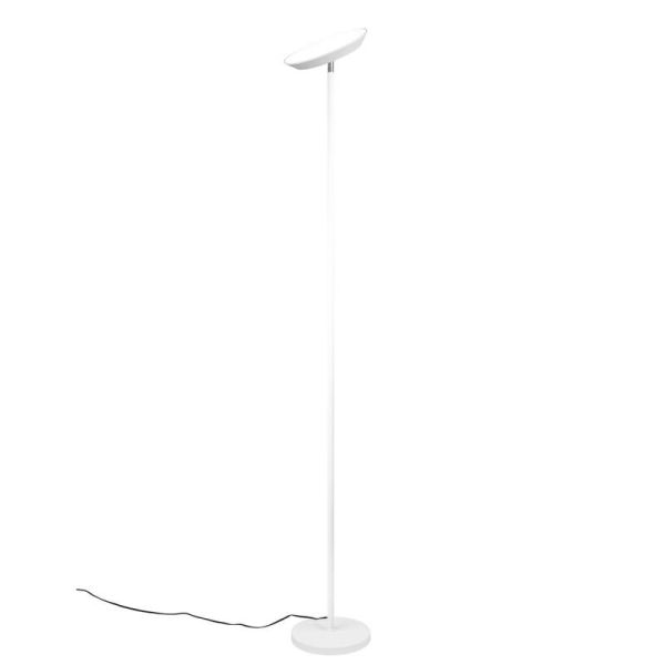 Candeeiro de pé SPECTRE LED em branco mate com luz regulável e design moderno.
