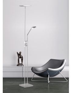 Lampadaire LUKE en nickel mat avec lumière variable et bras de lecture réglable. 2