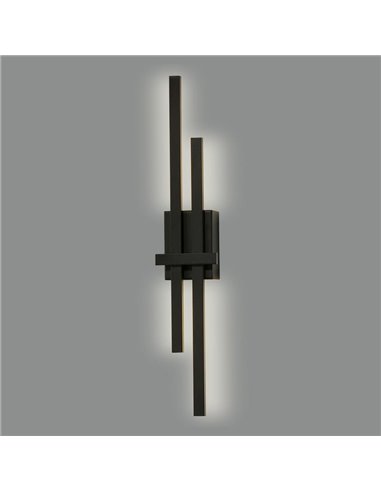 Aplique de pared LED SHADOW negro texturado, 2x6W 760lm, Kelvin 2700K-3000K con interruptor antideslizante