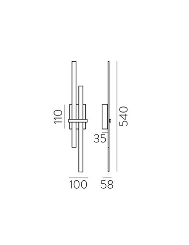 Aplique LED técnico dourado SHADOW, 2x6W 760lm, Kelvin 2700K-3000K com interruptor antiderrapante