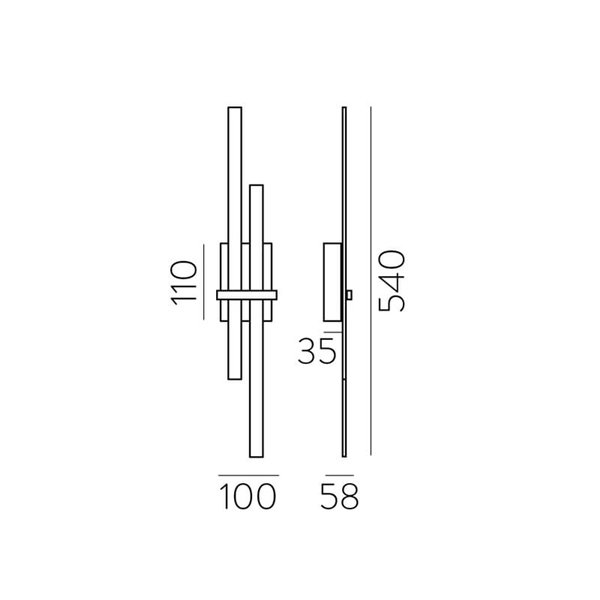 Aplique LED técnico dourado SHADOW, 2x6W 760lm, Kelvin 2700K-3000K com interruptor antiderrapante