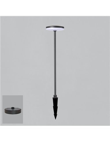 Baliza de exterior LED con Pico a la tierra y Base de superficie antracita Textu., 12W 3000K 1230lm