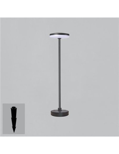 Baliza de exterior LED con Pico a la tierra y Base de superficie antracita Textu., 12W 3000K 1230lm
